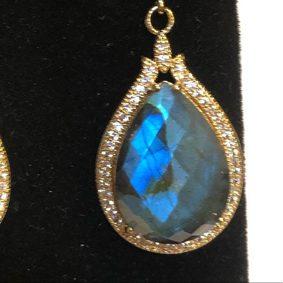 Faceted Labradorite and Purple Crystal Earrings - Picture 2 of 6